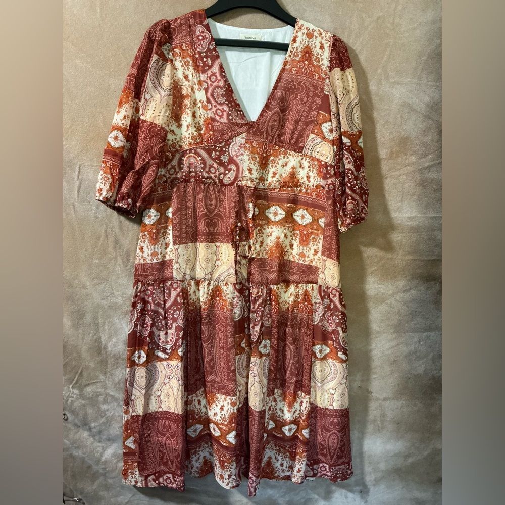 Bohemian Patchwork Dress-Large - Picture 2 of 9